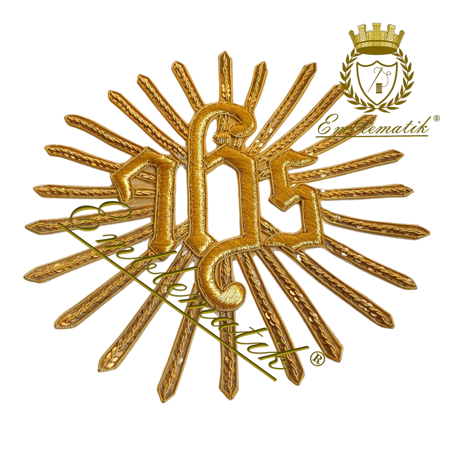 Hand Embroidered IHS Emblem Rays