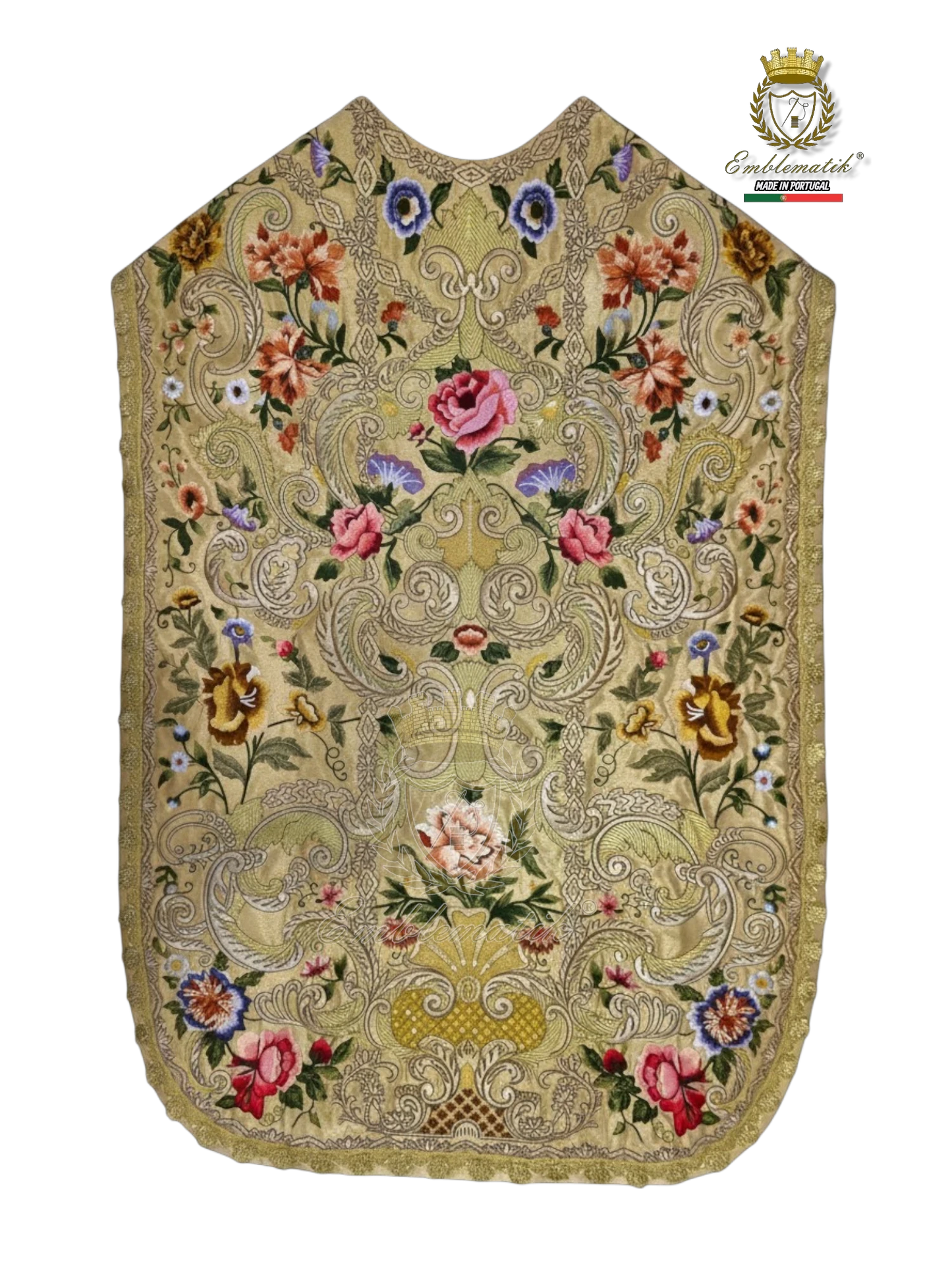 Roman Chasuble Richly Embroidered with Silk & Metallic Threads.